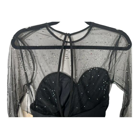 NWT Superdown Black Milla Sparkle‎ Long Sleeve Mini Dress Size Small​ - Picture 5 of 11